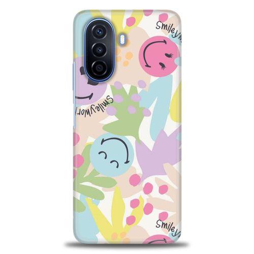 Huawei Nova Y70 Kılıf HD Baskılı Kılıf - Smiley World + Tam Ekran Koruyucu