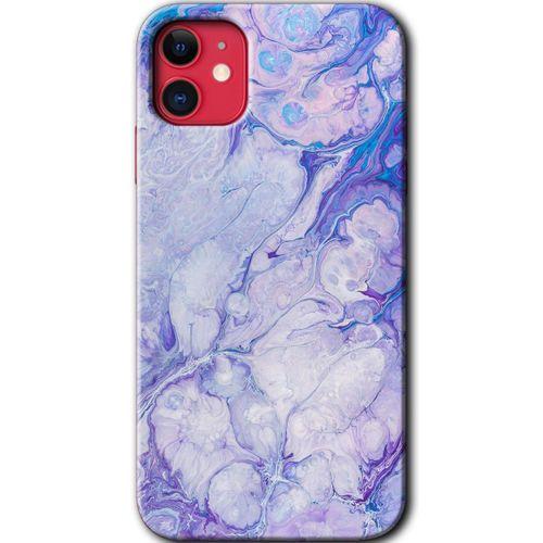 MRCİLETİSİM iPhone 11 Kılıf HD Desen Baskılı Arka Kapak + Temperli Cam - Spots Lilac