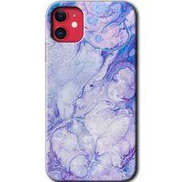 MRCİLETİSİM iPhone 11 Kılıf HD Desen Baskılı Arka Kapak + Temperli Cam - Spots Lilac