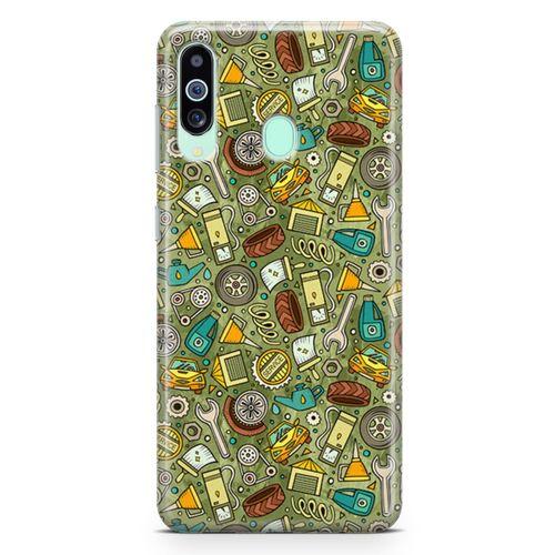 Samsung Galaxy M40 Kılıf Araç Aksesuarları Doodle Arka Kapak Koruma Desenli Full Koruyucu