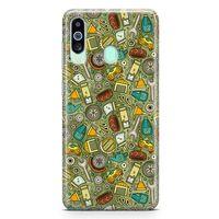 Samsung Galaxy M40 Kılıf Araç Aksesuarları Doodle Arka Kapak Koruma Desenli Full Koruyucu