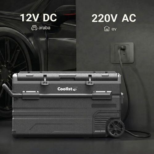 Coolist CLK120W 12/24V 220Volt 114 Litre Tek Bölmeli Tekerlekli Outdoor Kompresörlü Oto Buzdolabı/Dondurucu