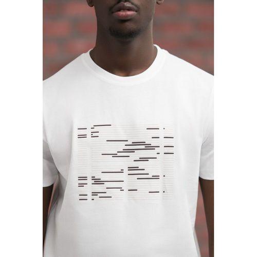 Slim Fit Sıfır Yaka Baskılı Pamuklu T-Shirt