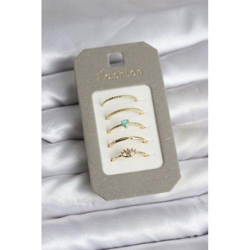 Pirinç Gold Renk 5'li Yüzük Seti - TJ-BYK3923