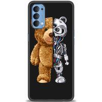 Oppo Reno 4 Kılıf HD Baskılı Kılıf - Ayı ve İskeleti + Tam Ekran Koruyucu