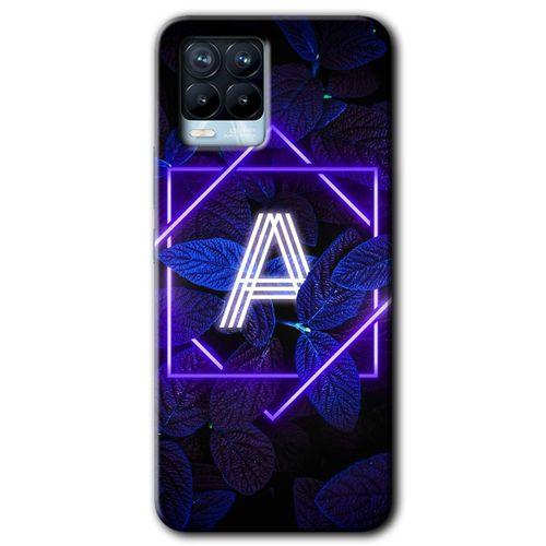 Realme 8 Kılıf Baskılı Kapak - Dark Neon Yaprak A Harfi + 5D Tam Kaplayan Cam