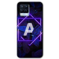 Realme 8 Kılıf Baskılı Kapak - Dark Neon Yaprak A Harfi + 5D Tam Kaplayan Cam