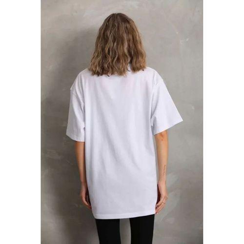 Pilelistore Unisex Taş Desenli Oversize T-Shirt - Beyaz