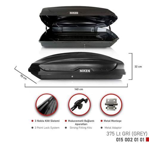 Niken Araç Uyumlu Üstü Port Bagaj Kapalı Tabut 3 Kilitli 375 Lot Siyah Parça