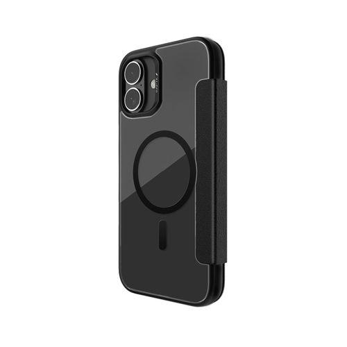 Apple iPhone 16 Plus Kılıf M-safe Şarj Özellikli Vegan Deri Tasarımlı Şeffaf Arka Yüzey Kartlıklı Raptic Urban Folio Serisi Kapak