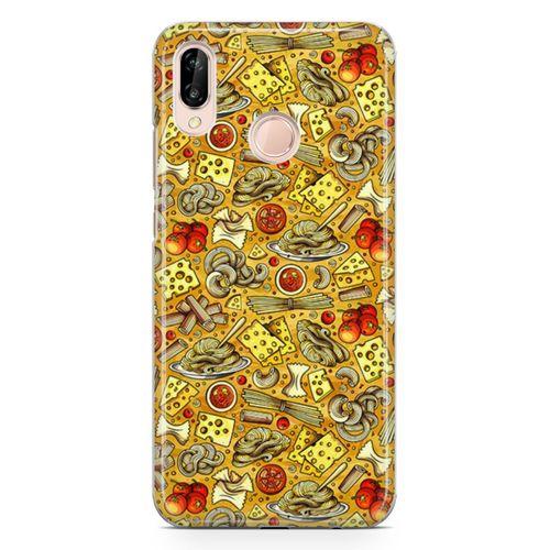 Huawei P20 Lite Kılıf Peynirli Makarna Arka Kapak Koruma Desenli Full Koruyucu