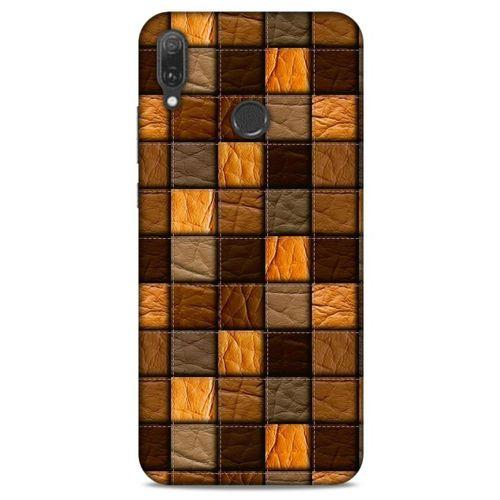 Huawei Y9 2019 Kılıf Patchwork (32) Soft Silikon Kılıf Turuncu Kahve