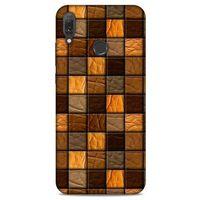 Huawei Y9 2019 Kılıf Patchwork (32) Soft Silikon Kılıf Turuncu Kahve