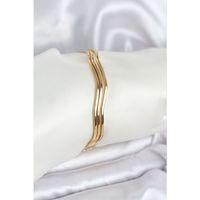 316L Çelik Gold Renk 65 mm Ajda Zikzak Model 3lü Kadın Bileklik