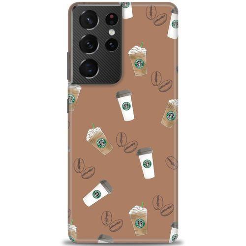 Samsung Galaxy S21 Ultra Kılıf HD Baskılı Kılıf - Kahveler + Tam Ekran Koruyucu