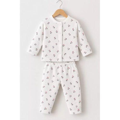 3-12 Ay Çiçek Baskılı Çıtçıtlı Penye Bebek Pijama Takımı