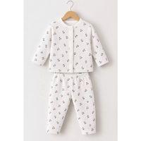 3-12 Ay Çiçek Baskılı Çıtçıtlı Penye Bebek Pijama Takımı