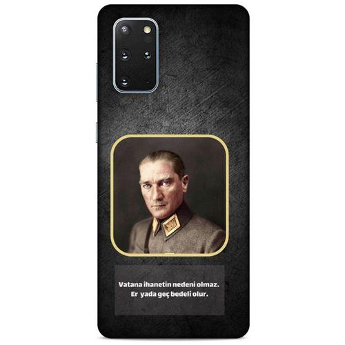 Samsung Galaxy S20 Plus Kılıf Atatürk (3) Kapak Antrasit