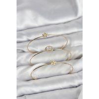 Zirkon Taşlı Gold Renk Tek Taş Model 3'lü Kadın Bileklik Kombini