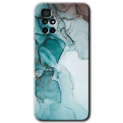 Redmi 10 Kılıf HD Desen Baskılı Arka Kapak - Buzul Mermer + Kırılmaz Cam