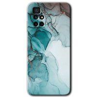 Redmi 10 Kılıf HD Desen Baskılı Arka Kapak - Buzul Mermer + Kırılmaz Cam