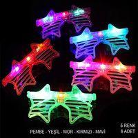 Eğitici Oyuncak Işıklı Yıldız Şekilli Led Parti Gözlüğü 5 Renk 6’lı Set