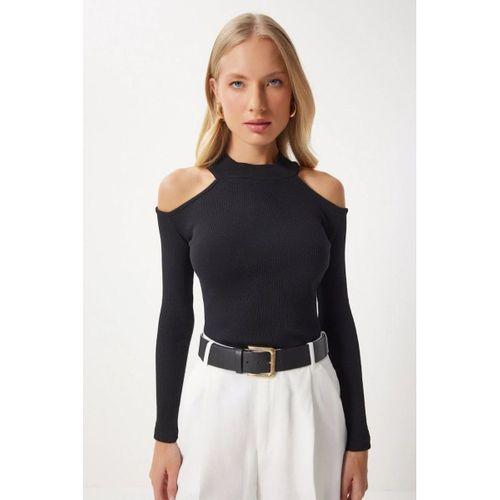 Kadın Uzun Kollu Omuz Dekolteli Kaşkorse Kumaş Bluz