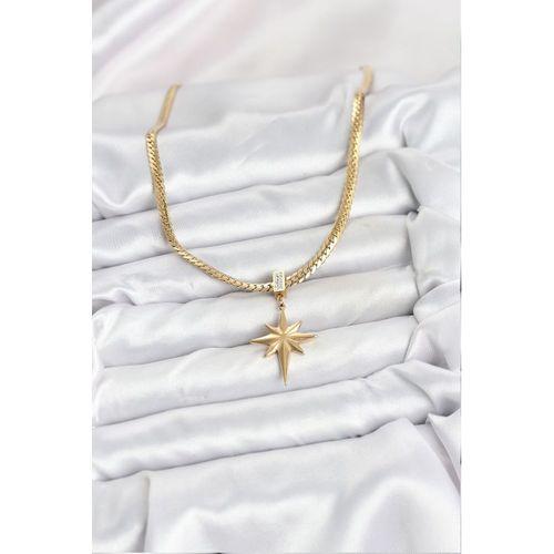 316L Çelik Zincir Gold Renk Kutup Yıldızı Model Kadın Kolye