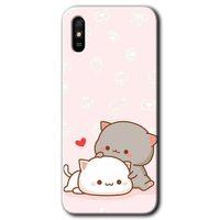 Xiaomi Redmi 9A Kılıf Baskılı Arka Kapak - Kedi Aşkı +Tam Ekran Koruyucu