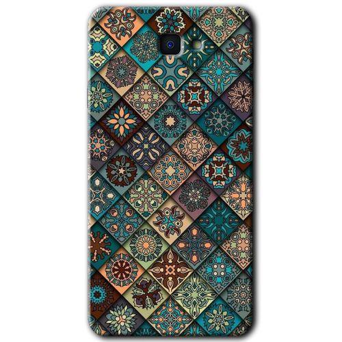 MRCİLETİSİM Samsung Galaxy J7 Prime Kılıf HD Desen Baskılı Arka Kapak + Temperli Cam - Mandala Desen