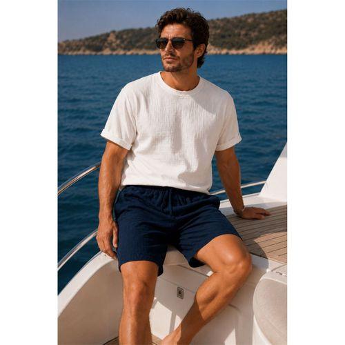 Mann Relax Fit %100 Pamuk Meridian Kumaş Basic Erkek Şort - Lacivert