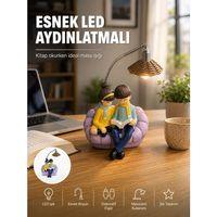 Okuyan Çift Figürlü Dekoratif Gece Lambası Hediye Seçeneği