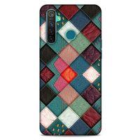 Oppo Realme 5 Pro Kılıf Patchwork (18) Telefon Kılıfları Pembe Yeşil