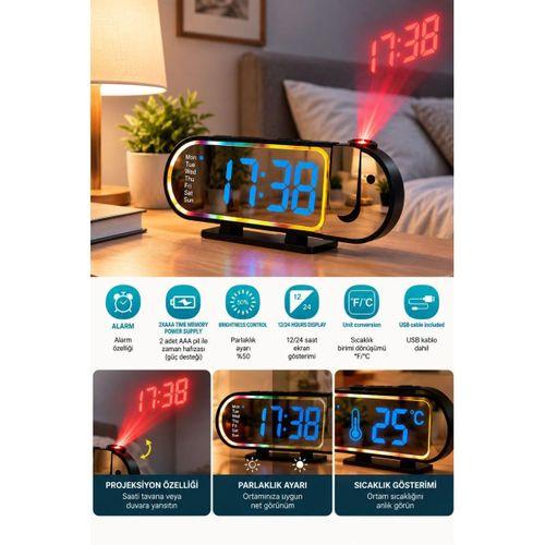 Led Dijital Masa Saati Şık Tasarım Alarm Özelliği Parlaklık Ayarı Sıcaklık Ve 12 24 Saat Gösterimi