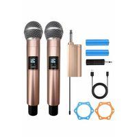 Profesyonel Çiftli Kablosuz Mikrofon Seti Karaoke Şarj Edilebilir 50 Metre Mesafe Rose