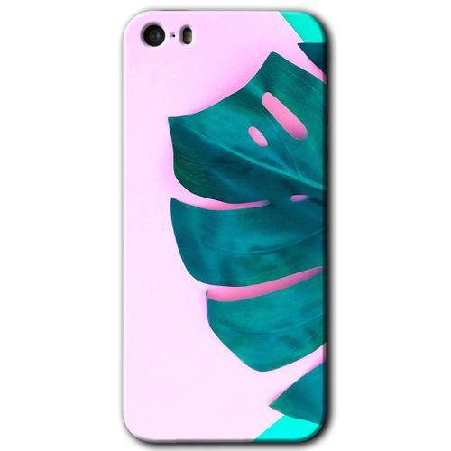 MRCİLETİSİM iPhone 5 Kılıf HD Desen Baskılı Arka Kapak + Temperli Cam - 3D Yaprak