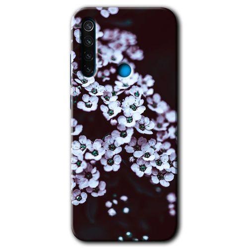 MRCİLETİSİM Xiaomi Redmi Note 8 Kılıf Baskılı Kapak - Beyaz Çiçek + 5D Tam Kaplayan Cam