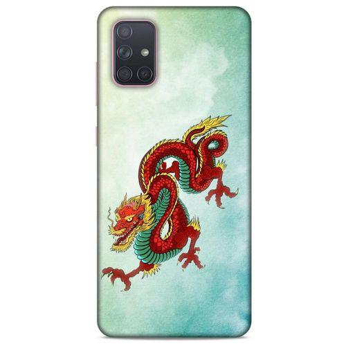 Samsung Galaxy A71 Kılıf Dragons (25) Antişok Kapak Tatoo Sarı Kırmızı Ejderha