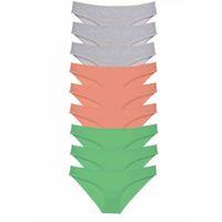 9 adet Süper Eko Set Likralı Kadın Slip Külot Gri Pudra Yeşil