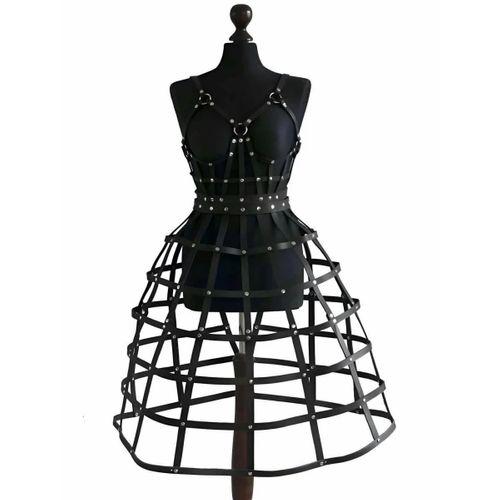 Kafes Tasarımlı Deri Alt Ve Üst Takım, Festival Kostümleri - Brf1013