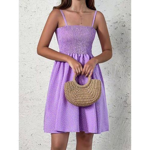 Kadın Ip Askılı Gipeli Desenli Kısa Süprem Elbise