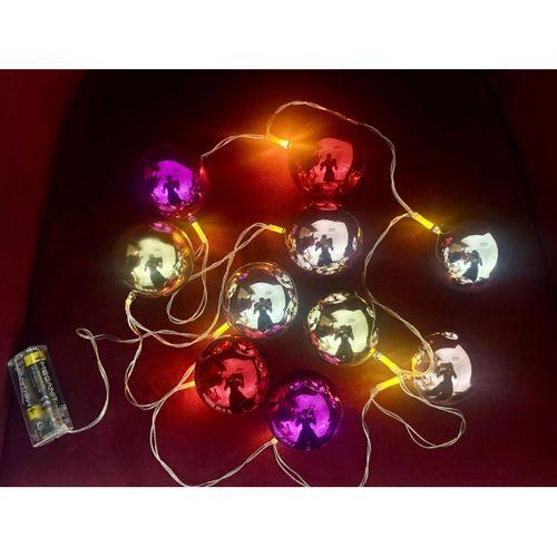 2 Metre 10 Led Pilli 2 Kademeli Parlak Top Led Yılbaşı Ağacı Süsü