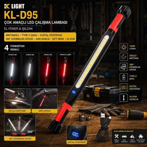 Şarjlı Mıknatıslı LED Çalışma Lambası (Type-C, 360° Döner, 52.5 cm)