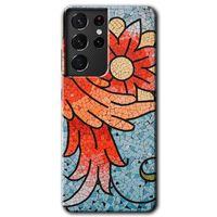 Samsung Galaxy S21 Ultra HD Baskılı Kılıf + 9D Tam Ekran Koruyucu - Mozaik Çiçek