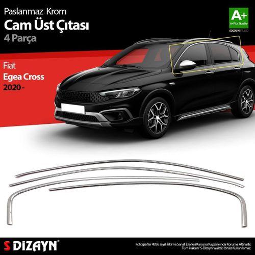 S-Dizayn Fiat Egea Cross Krom Cam Üst Çıtası 4 Prç. 2020 Üzeri (Mat Krom) A+ Kalite