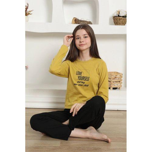 Kız Çocuk Penye Pijama Takım Sarı
