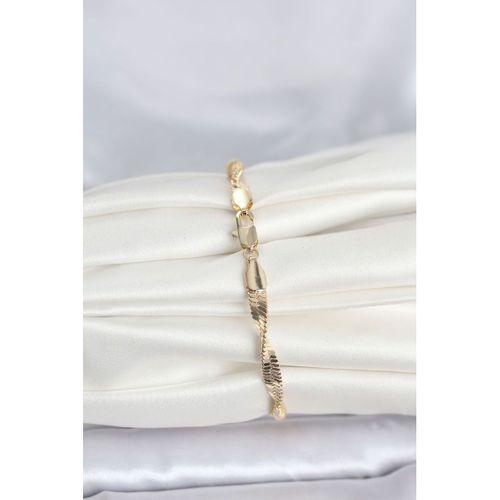 CM 14K Gold Renk Zincir Kalın Yassı Ezme Burgu Model Kadın Bileklik