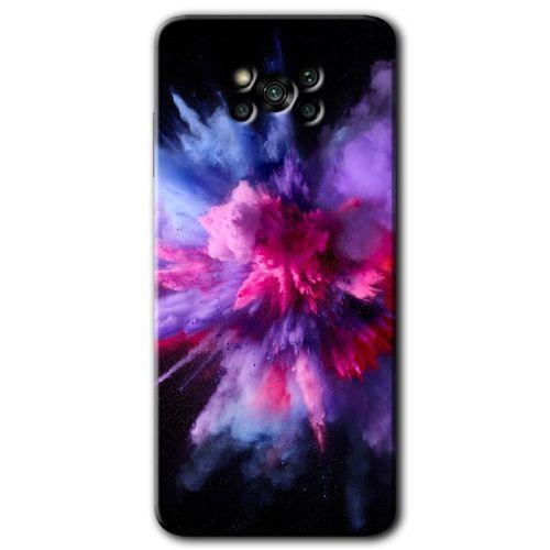 Poco x3 NFC Kılıf HD Desen Baskılı Arka Kapak + Temperli Cam - Color Splash Purple