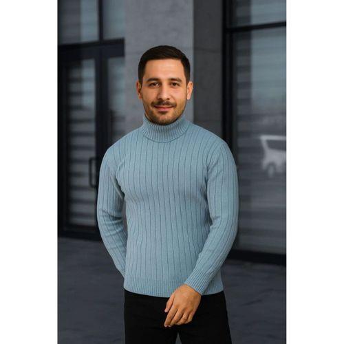 Erkek Fitilli Triko Kazak 3lÜ Set Bebek Mavisi Bej Siyah Regular Balıkcı Yaka Tam Boğazlı Triko Seti Modeli Kazak