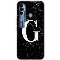 Tecno Spark 7 Pro Kılıf HD Desen Baskılı Arka Kapak - Siyah Mermer Desenli G Harfi